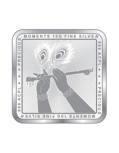 Precious Moments Colour Radha Krishna Bis Hallmarked Silver Square Coin