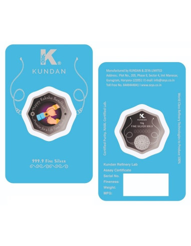 Kundan Raksha Bandhan Color Silver Coins Of 10 Gram in 999.9 Purity / Fineness