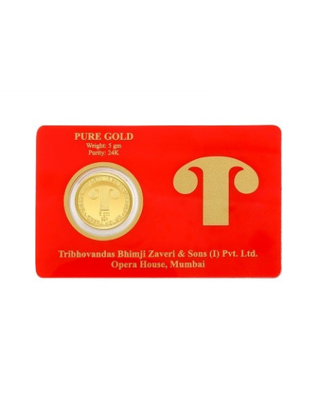 Tribhovandas Bhimji Zaveri Gold Coin Of 5 Gram 24Kt Gold 999 Purity Fi