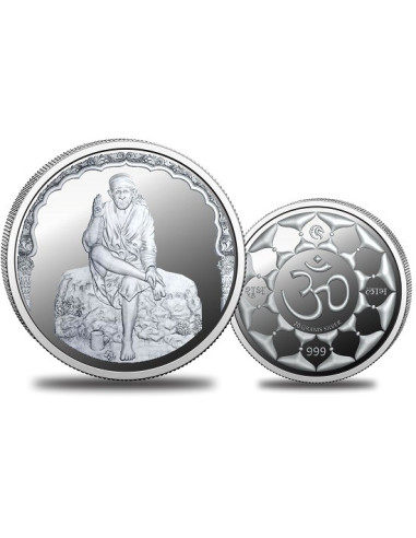 Omkar Mint Sai Baba Silver Coin of 20 Grams in 999 Purity Fineness