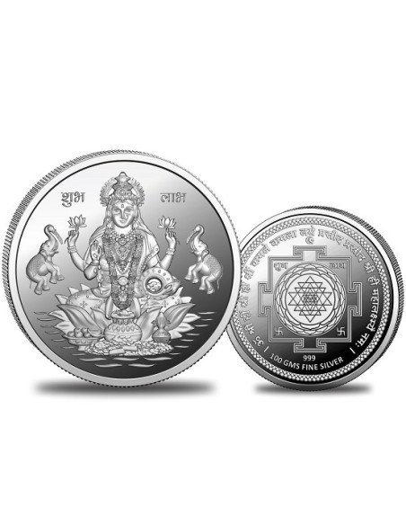 Omkar Mint Lakshmi Silver Coin of 100 Grams in 999 Purity Fineness