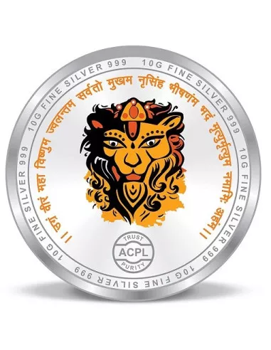 ACPL Color Narasimha BIS Hallmarked Silver Coin Of 10 Gram in 999 Purity / Fineness