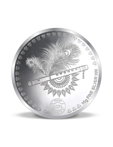 Precious Moments Radha Krishna BIS Hallmarked Silver Coin Of 10 Gram in 999 Purity Fineness by ACPL
