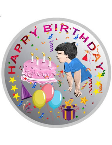 Coin Arts 3D Color Happy Birthday Boy Silver Coin of 10 Grams in 999 Purity Fineness with Box