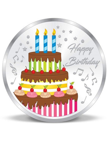 ACPL Color Happy Birthday BIS Hallmarked Silver Coin Of 10 Gram in 999 Purity / Fineness