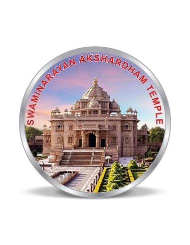 Precious Moments Color Akshardham Temple BIS Hallmarked Silver Coin Of 20 Gram in 999 Purity / Fineness by ACPL