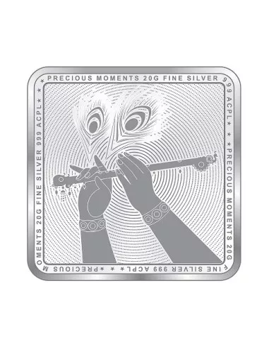 Precious Moments Color Radha Krishna BIS Hallmarked Silver Square Coin Of 20 Gram in 999 Purity / Fineness by ACPL