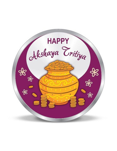 Precious Moments Colour Akshaya Tritiya BIS Hallmarked Silver Coin Of 10 Gram in 999 Purity / Fineness by ACPL