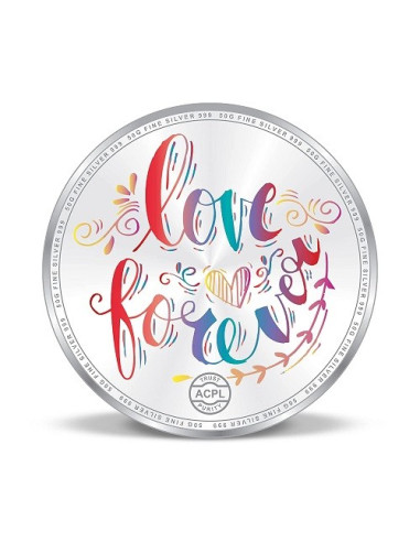 Precious Moments Color 50th Anniversaery BIS Hallmarked Silver Coin Of 50 Gram in 999 Purity / Fineness By ACPL