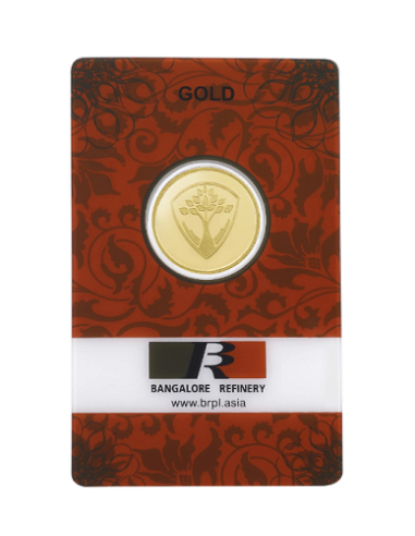 BRPL Bangalore Refinery Banyan Tree Gold Coin Of 1 Grams in 24 Karat  999 Purity / Fineness