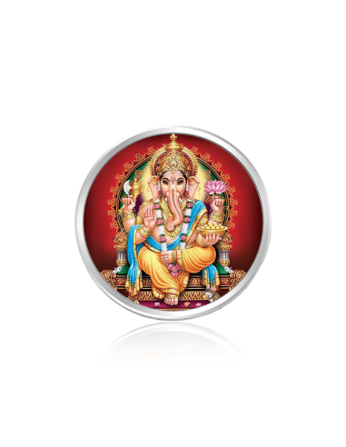 Tribhovandas Bhimji Zaveri & Sons Ganesh Color Silver Coin of 10 Grams in 999 Purity Fineness