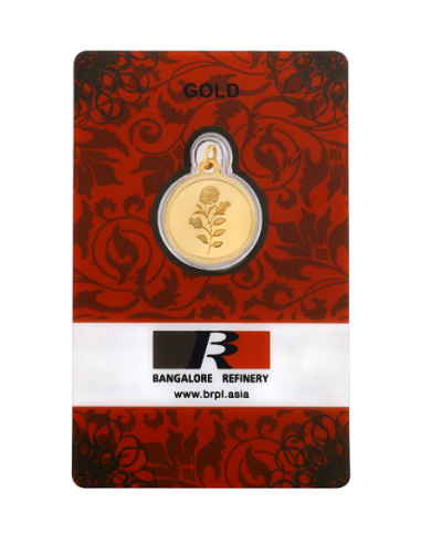 BRPL Bangalore Refinery Gold Pendant Of Rose 2 Grams in 24 Karat  999