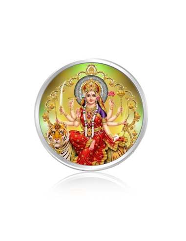 Tribhovandas Bhimji Zaveri & Sons Durga Mata Color Silver Coin of 10 Grams in 999 Purity Fineness