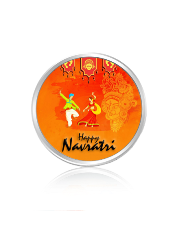 Tribhovandas Bhimji Zaveri & Sons Happy Navratri Color Silver Coin of 10 Grams in 999 Purity Fineness