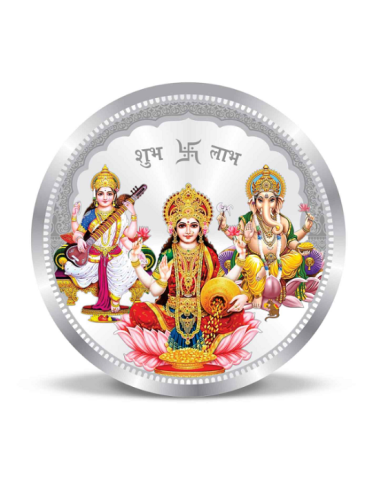 Precious Moments BIS Hallmarked Colorful Trimurti Silver Coin Of 100 G