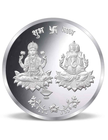 Precious Moments Lakshmi Ganesh BIS Hallmarked Silver Coin Of 100 Gram in 999 Purity / Fineness by ACPL