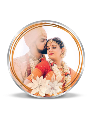 Precious Moments Personalised BIS Hallmarked Wedding Anniversary Silver Coin Of 50 Gram in 999 Purity / Fineness By ACPL