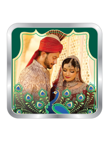 Precious Moments Personalised BIS Hallmarked Newly Married Silver Square Coin Of 20 Gram in 999 Purity / Fineness By ACPL