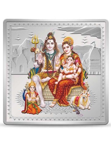 Kundan Shiv Parivar Color Silver Bar of 20 Gram in 999.9 Purity / Fineness in Certi Card