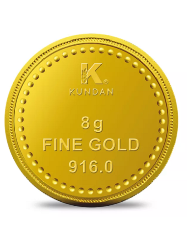 Kundan Queen Gold Coin Of 8 Grams Gold in 22 Karat 916 Purity Fine