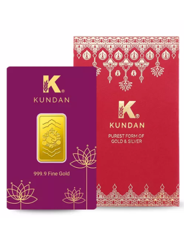 Buy Kundan Ganesha Gold Bar Of 8 Grams Gold  in 24 Karat 999.9 Purity