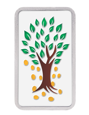 Kundan Kalpataru Tree Color Silver Bar Of 100 Gram in 999.9 Purity / Fineness in Certi Card