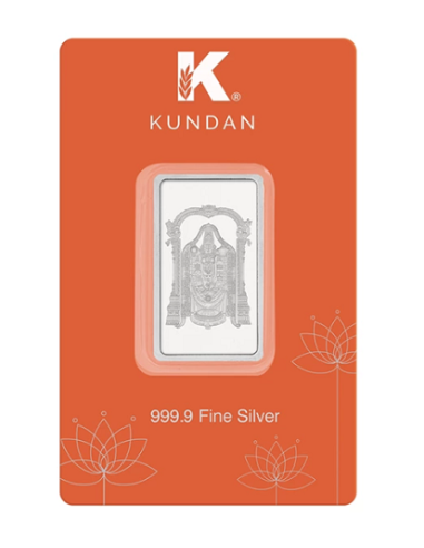 Kundan Tirupati Balaji Silver Bar Of 100 Gram in 999 Purity / Fineness in Certi Card