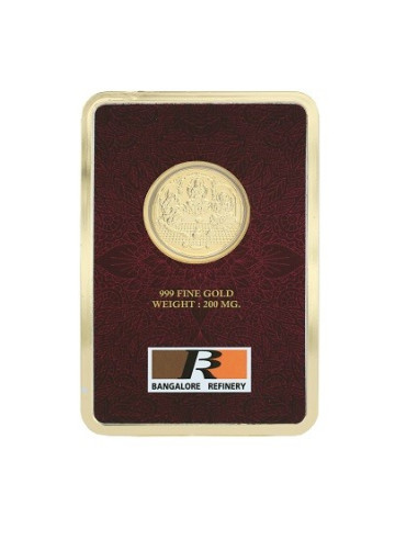 Bangalore Refinery Trimurti Gold Foil Coin 200 Milli Gram in 24 Kt 999