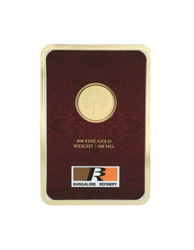 Bangalore Refinery Banyan Tree Gold Foil Coin 100 Milli Gram in 24 Kt