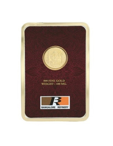 Bangalore Refinery Ganesh Gold Foil Coin 100 Milli Gram in 24 Kt 999 P