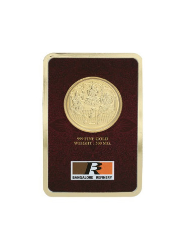 Bangalore Refinery Trimurti Gold Foil Coin 500 Milli Gram in 24 Kt 999