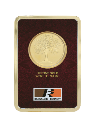 Bangalore Refinery Banyan Tree Gold Foil Coin 500 Milli Gram in 24 Kt