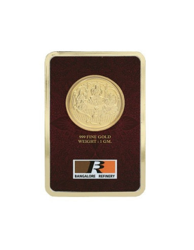 BRPL Bangalore Refinery Trimurti Gold Foil Coin Of 1 Grams in 24 Karat  999 Purity / Fineness