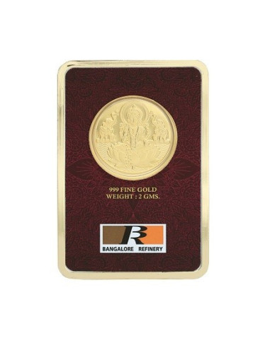 BRPL Bangalore Refinery Lakshmi Gold Foil Coin Of 2 Grams in 24 Karat