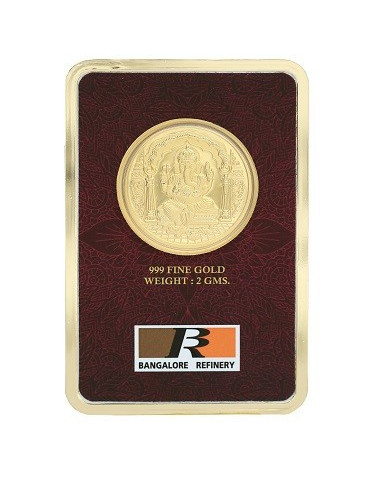 Bangalore Refinery Ganesh Gold Foil Coin Of 2 Grams in 24 Karat  999 P