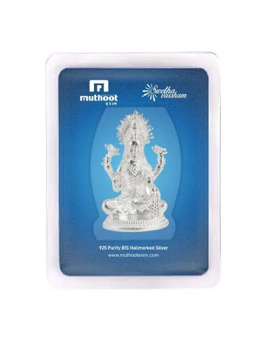 Swethavarsham Muthoot Exim Silver Lakshmi Idol of 85 Grams in 925 Purity Fineness