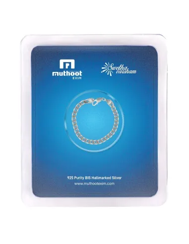 Swethavarsham Muthoot Exim Silver Chain Bracelet of 24 Grams in 925 Purity Fineness