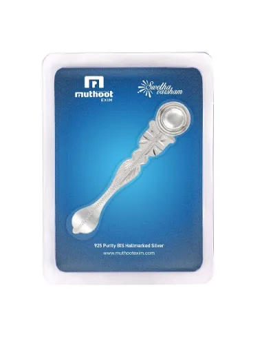 Swethavarsham Muthoot Exim Silver Puja Spoon of 11 Grams in 925 Purity Fineness