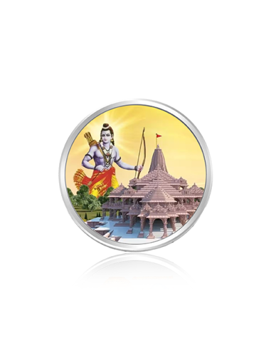 Tribhovandas Bhimji Zaveri & Sons Lord Ram Color Silver Coin of 20 Grams in 999 Purity Fineness
