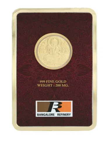 Bangalore Refinery Lakshmi Gold Foil Coin 200 Milli Gram in 24 Kt 999