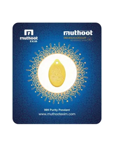 Muthoot Pappachan Swarnavarsham Gold Oval Ganesha Pendant of 1 gms in