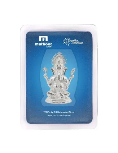 Swethavarsham Muthoot Exim Silver Ganesh Idol of 110 Grams in 925 Puri