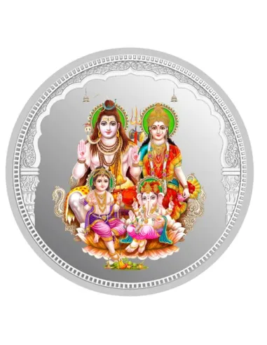 Coin Arts 3D Color Shiv Parivar Silver Coin of 100 Grams in 999 Purity