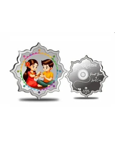 Omkar Mint Rakhi Special Lotus Shape Color Silver Coin Of 20 Grams in