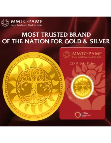 MMTC-PAMP The Tree Of Life Gold Coin of 8 Grams 22 Karat in  916.7 Pur