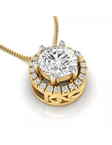 Divine Solitaires Natural Diamond Pendant for Women 18kt Gold Sol. Dia