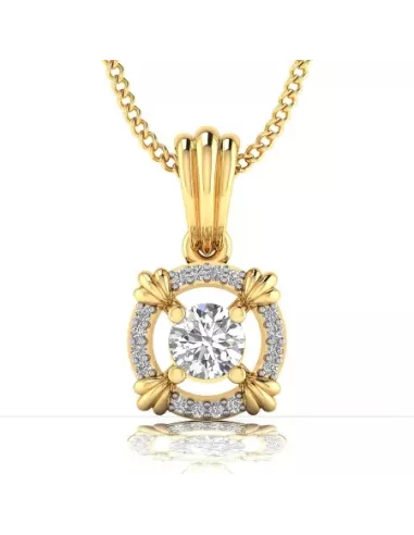 Divine Solitaires Diamond Pendant for Women 18kt Gold Sol. Diamond 0.1