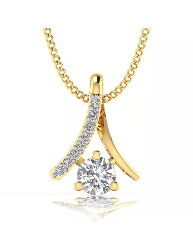 Divine Solitaires Diamond Pendant for Women 18kt Gold Sol. Diamond 0.1