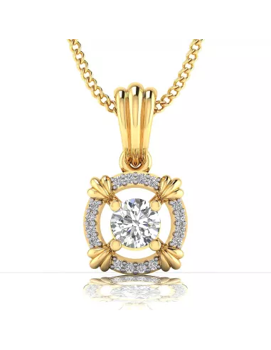 Divine Solitaires Diamond Pendant for Women 18kt Gold Sol. Diamond 0.1