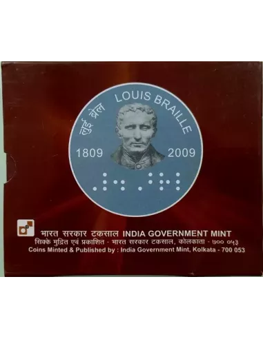 2 Rupees India Govt. Mint  200th Birth Anniversary of Louis Braille Co